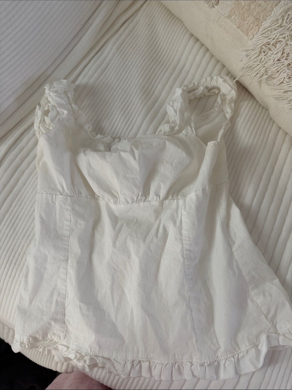 Brandy Melville White Ruffled Button-Front Camisole - Picture 2 of 3